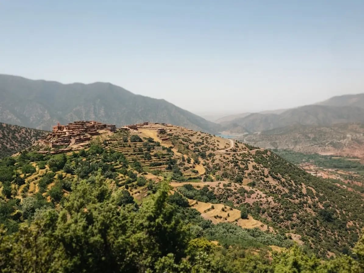 Ouirgane Valley, with its lake, village, and High Atlas slopes