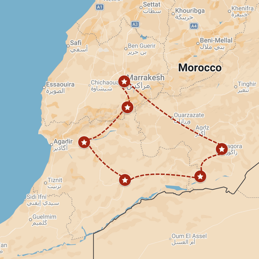 Illustrated route map for In the Silence of the Sahara